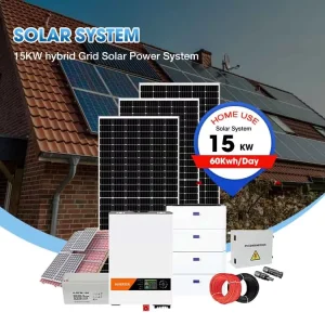 15KW Hybrid Solar Inverter Panel Kit LiFePO4 Battery MPPT Controller Home Energy System CAN RS485 Communication Ports 48V 10kWh