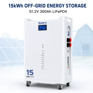 15kWh Stackable LiFePO4 Battery System 51.2V 300Ah Hybrid Grid IP65 CAN Communication Home Solar Energy Storage