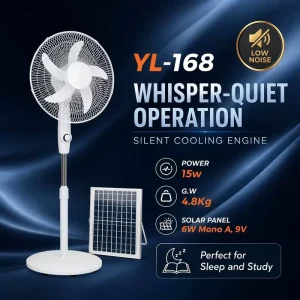 16 Inch Solar Electric Fan DC Standing Fan Oscillating 3 Speeds Portable Solar Standing Fan with Panel for Indoor Outdoor