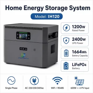 1664Wh Hybrid Inverter 2400W, IP65, 4ms UPS, Local WiFi & Cloud APP, 10-Year Warranty for Residential Solar System