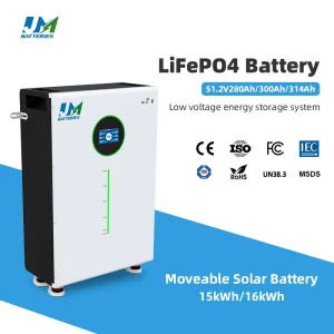 16kWh 15kWh 48V Lithium Solar Battery 300Ah 314Ah for Off-Grid Home Solar System 8000 Deep Cycles