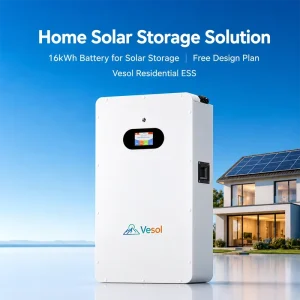 16kWh 51.2V 314Ah Deep Cycle LiFePO4 AC Hybrid Grid Wall Mounted Solar Battery for Home Backup Power