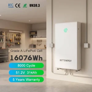 16kWh 51.2V 314Ah LiFePO4 Home Battery Residential Solar Energy Storage System Floor Mounted Off Grid Hybrid 8000 Cycles