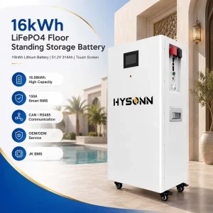 16kWh 51.2V 314Ah LiFePO4 Lithium Battery for Villa Solar Systems, Floor-Standing