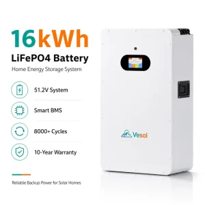 16kWh 51.2V LiFePO4 Split Hybrid Grid CAN Wall Mounted Solar Energy Storage Battery for Home Backup Power