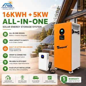16kWh 5kW Inverter Off Grid Solar Storage All in One System Active Balancing 51.2V 314Ah LiFePO4 Battery Home ESS WiFi