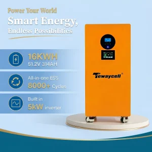 16kWh Home Energy Storage Battery 51.2V 314Ah LiFePO4 with Touchscreen and Silent Casters