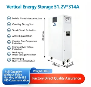 16kWh Large Capacity Lithium Battery Solar Energy Backup Power for Home Emergency Floor Standing Home Energy Storage System