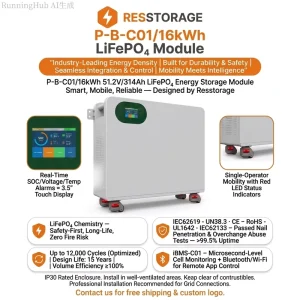 16kWh LiFePO4 Battery for Home Solar Inverter System 51.2V Energy Storage Battery Backup Power