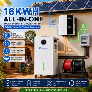 16kWh Lithium Ion Solar Battery Storage System MPPT Controller Solar Panels Inverter Cables Ground Home