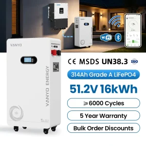 16kWh Powerwall 51.2V 314Ah Lithium Battery Solar Energy Storage Compatible with 99% Inverters