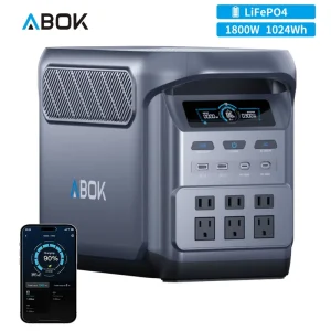 1800W Pure Sine Wave LiFePO4 1024Wh Portable Power Station Solar Generator with 48min Fast Charge for Outdoor Camping