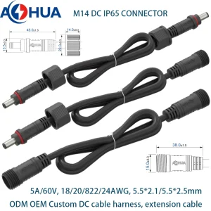 18AWG 20AWG IP65 Waterproof Male Female 12V DC Connector For Power