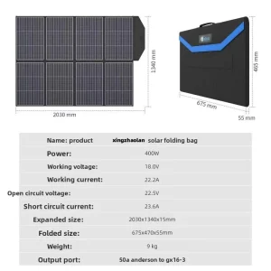 18V 400W Foldable Solar Panel Outdoor Camping Emergency All Black