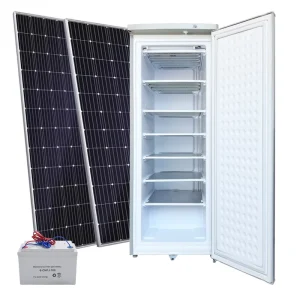 198L DC 24V 7 Layers Upright Freezer DIY Solar Ice Maker 70kg/24H with Solar Panel Gel Battery Adapter Household Commercial Use