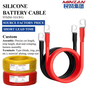 1awg 2awg 3awg 4awg 6awg 8awg 10awg Silicone Power Extension Inverter Cable Automotive Battery Cable With Ring Terminal