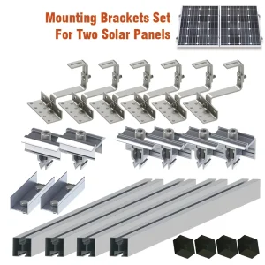 2 Modules Install Aluminum Solar Mounting Bracket Kits Stainless Steel Roof Hook Adjustable for Pitched Tile Roof Asphalt Roof