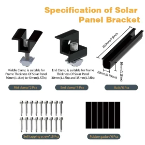 2 Panels Install Aluminum Solar Mounting Bracket Set With Rails Mid Clamps Compatible 30 35mm End Clamp for Metal Tin Flat Roof