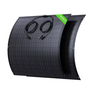 2-pack 240W Monocrystalline Silicon Flexible Panels 24V Open-circuit Voltage Outdoor Camping Solar Photovoltaic Panels
