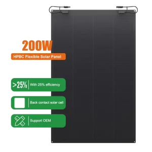2.0 All Black Flexible Solar Panel 200W 12V 24V ETFE Flexible Solar Panel 200 Watt For Boat Caravans Truck