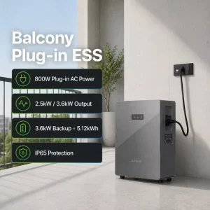 2.5kW AC Input Aquavolt Home Solar Storage Battery 5.12kWh AI Management Plug and Play 8000 Cycles