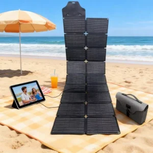 200W Compact Monocrystalline Solar Panel 12V/24V 22% Efficiency 36 Cells Portable Folding Design for Camping Outdoor Use