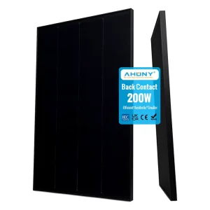 200W Glass Solar Panel for Connector 182mm HPBC Cells 25.8% Efficiency IP67 IP68 Junction Box for RV Home Grid System (eRigid