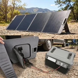 200W Portable Foldable Monocrystalline Solar Panel Support Series & Parallel for Energy Storage & RV Road Trip