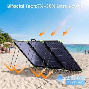 200W Portable Solar Panel N Type 16BB TOPCon Foldable Design with ETFE Surface IP67 Kickstands for Off Grid Power