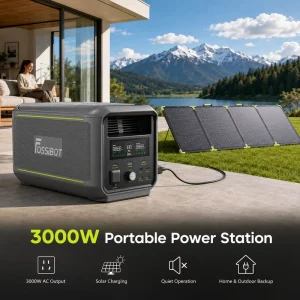 2048Wh Solar Generator Kit 3000W Portable Power Station with 200W Foldable Solar Panel for Home Backup Camping RV Van Life