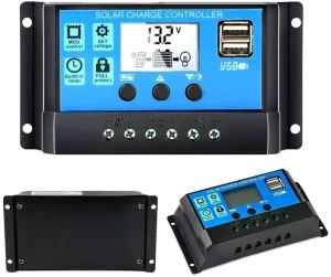 20A Solar Charge Controller 12V 24V Auto Solar Panel Controller 20A PWM Solar Regulator with Dual USB LCD