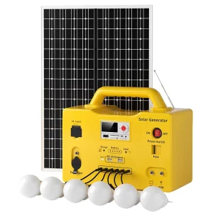 20W 30W 50W Solar Home Lighting System with 6 LED Bulbs, FM MP3 Bluetooth, Portable