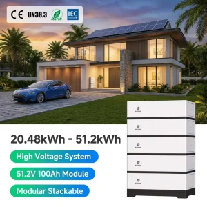 20kWh 100KWh High Voltage LiFePO4 Stackable IP65 CAN Household Energy Storage Battery Flexible Expansion Easy Installation