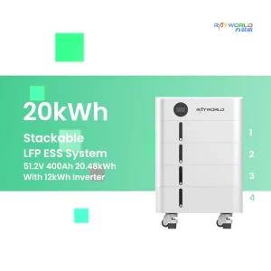 20kWh Stackable All in One Home Energy Storage Inverter Control System 20000Wh Portable Solar Power Station with Wheels
