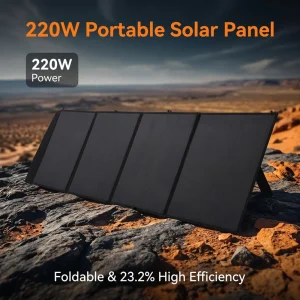 220W Foldable Monocrystalline Solar Panel Portable Mono Solar Charger with MC4 & DC5521 for RV Camping Outdoor Power Supply