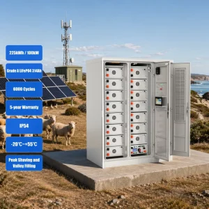 225kWh Expandable LiFePO4 Air-Cooled Industrial Commercial ESS with 100kW Hybrid Inverter