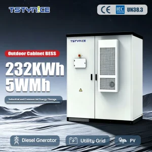 232kWh Outdoor LiFePO4 Energy Storage Cabinet Liquid Cooling Rack-Mounted Industrial Solar BESS