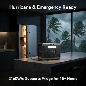 2400W 2160Wh Portable Power Station with UPS for Home Emergency Backup During Hurricane and Power Outage