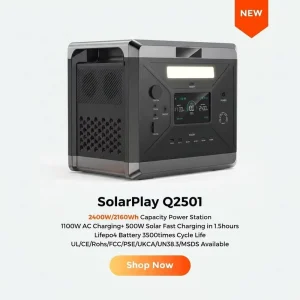 2400W Portable Power Station 2160Wh LiFePO4 Solar Generator for Home Emergency