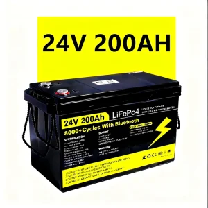24V High-Capacity and 12V 100Ah/200Ah LiFePO4 Battery for Solar Storage, RV, Boat, Car, and Truck