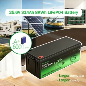 24v Lithium Battery 8kwh 314Ah Lifepo4 Cell High Capacity Solar Grid System Direct Lead Acid Replacement