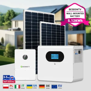 25.6V 200Ah LiFePO4 Battery 5.12kWh 1P8S Wall Mounted Powerwall for Household Solar Energy Storage System with CAN BMS