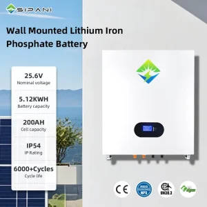 25.6V 5.12kWh 6000+ Cycles Wall-Mounted LiFePO4 Battery Powerwall Battery Storage for Solar Energy