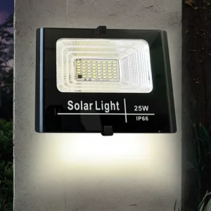 25W Dusk-to-Dawn Solar LED Floodlight with Aluminum Body, IP65, for Outdoor Garden