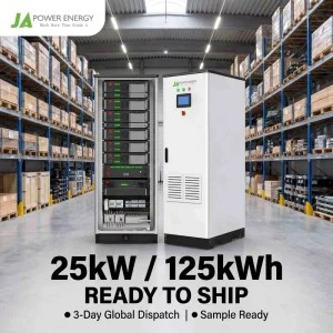 25kW 125kWh 384V Commercial Battery Storage System for Solar Self-Consumption with Hybrid Inverter and BMS Control