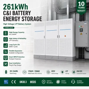 261kWh Commercial Industrial Liquid Cooling BESS Energy Storage System All-in-One Cabinet EMS BMS