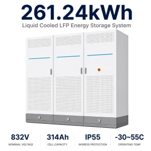 261kWh LiFePO4 BESS Smart Liquid Cooling Battery Cabinet 280Ah Cells Off Grid Backup Power