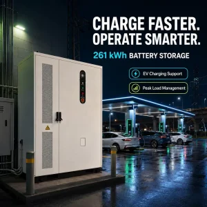 261kWh Liquid Cooled BESS Battery Energy Storage System for EV Charging Station Peak Load Management