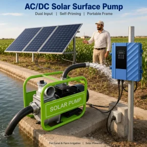 2HP 1.5KW 43m3/h AC DC Hybrid Solar Surface Water Pump High Pressure Industrial Grade