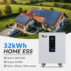 3 Phase AC380V 51.2V 32kwh/30kwh Built In 12kW Inverter 600Ah 628Ah Battery Mobile Solar Energy Storage System All In One